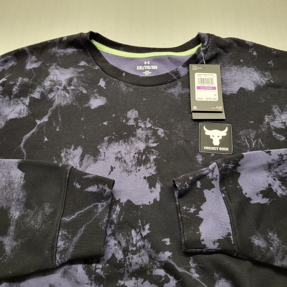 Under Armour Project Rock Sweatshirt Mens 2XL Black Fleece Lined Disrupt Rival